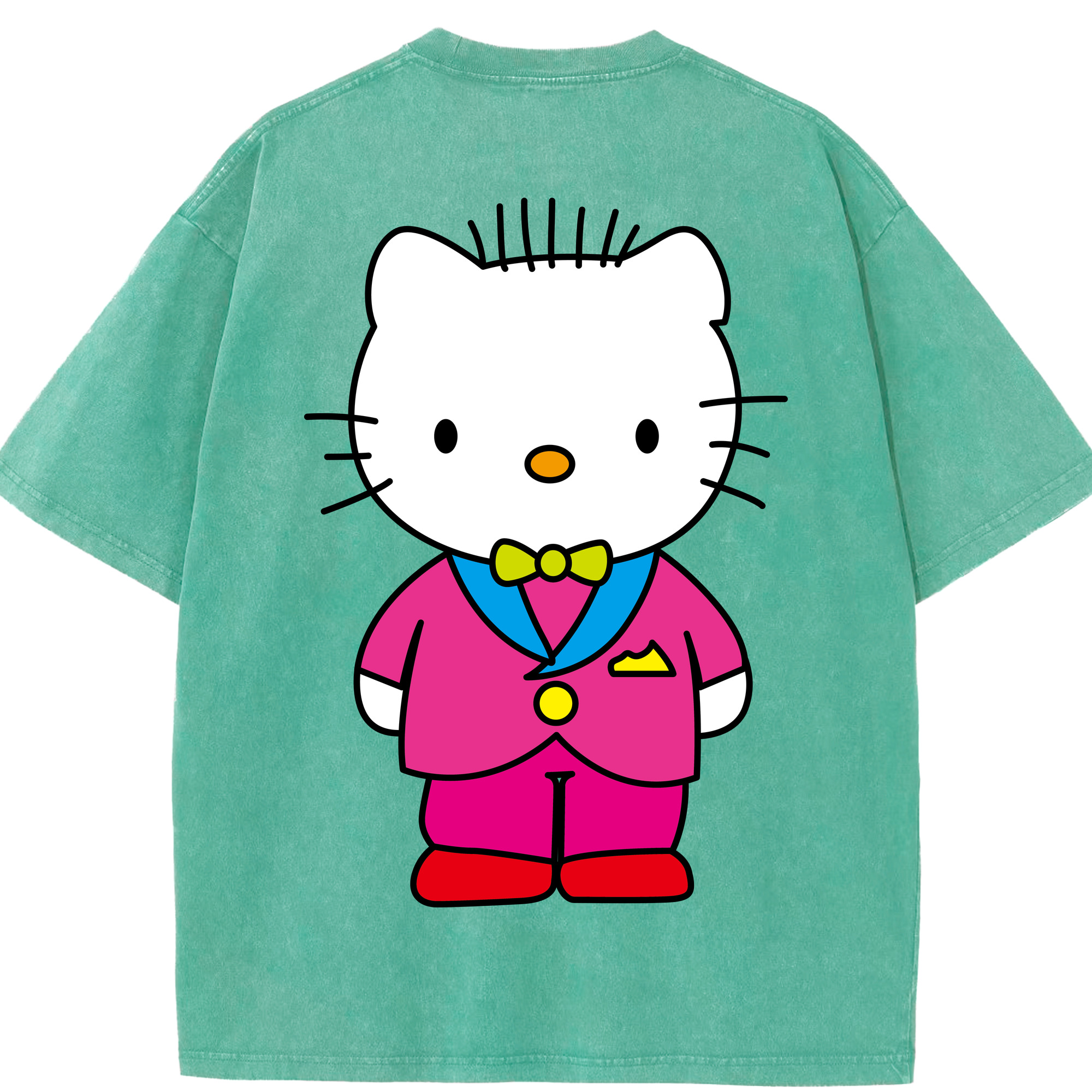（画像用） Hello Kitty ハローキティ 綿100% ヴィンテージ風 半袖Tシャツ（背面プリント）